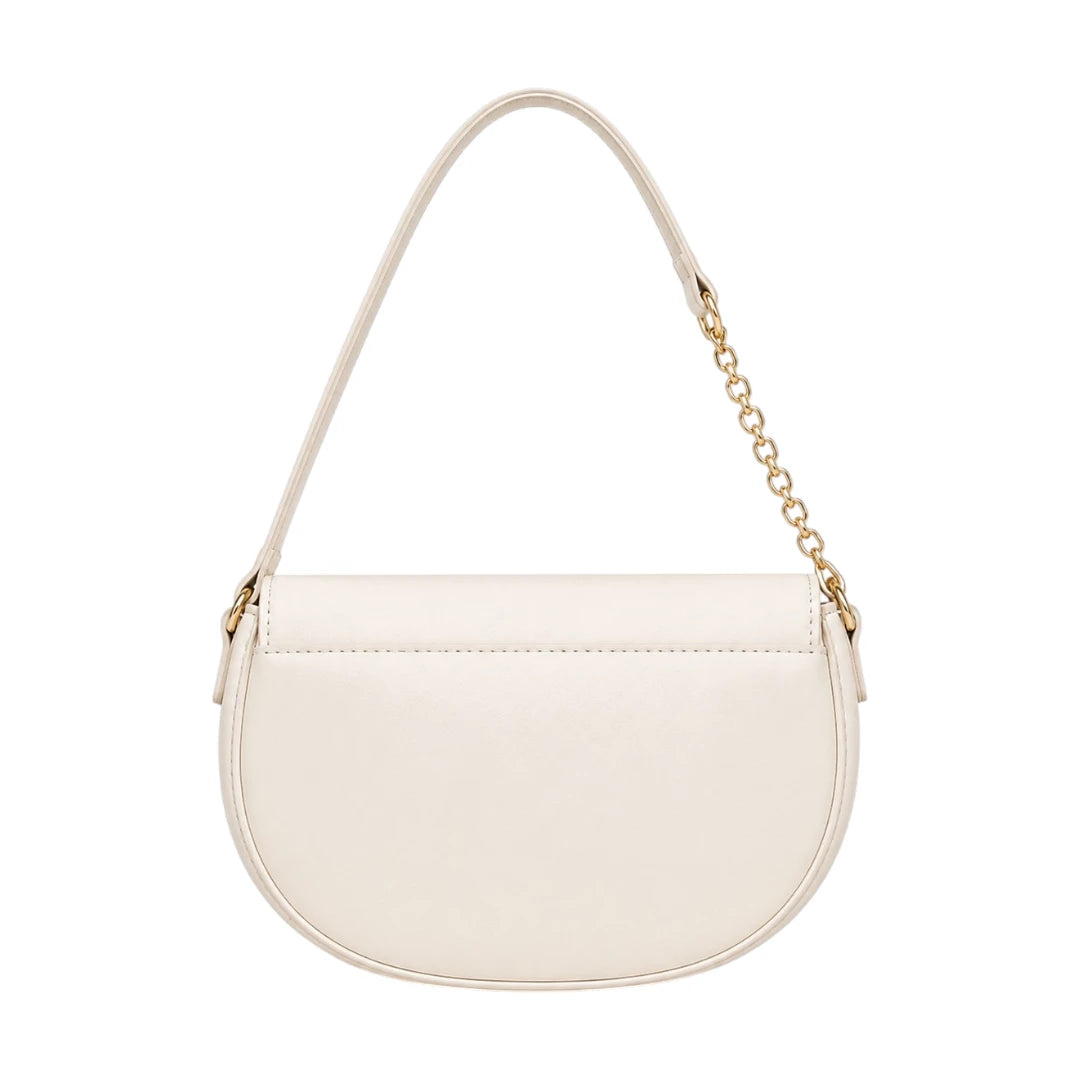 Vezora Ivory Gold Chain Faux Leather Women’s Shoulder Bag