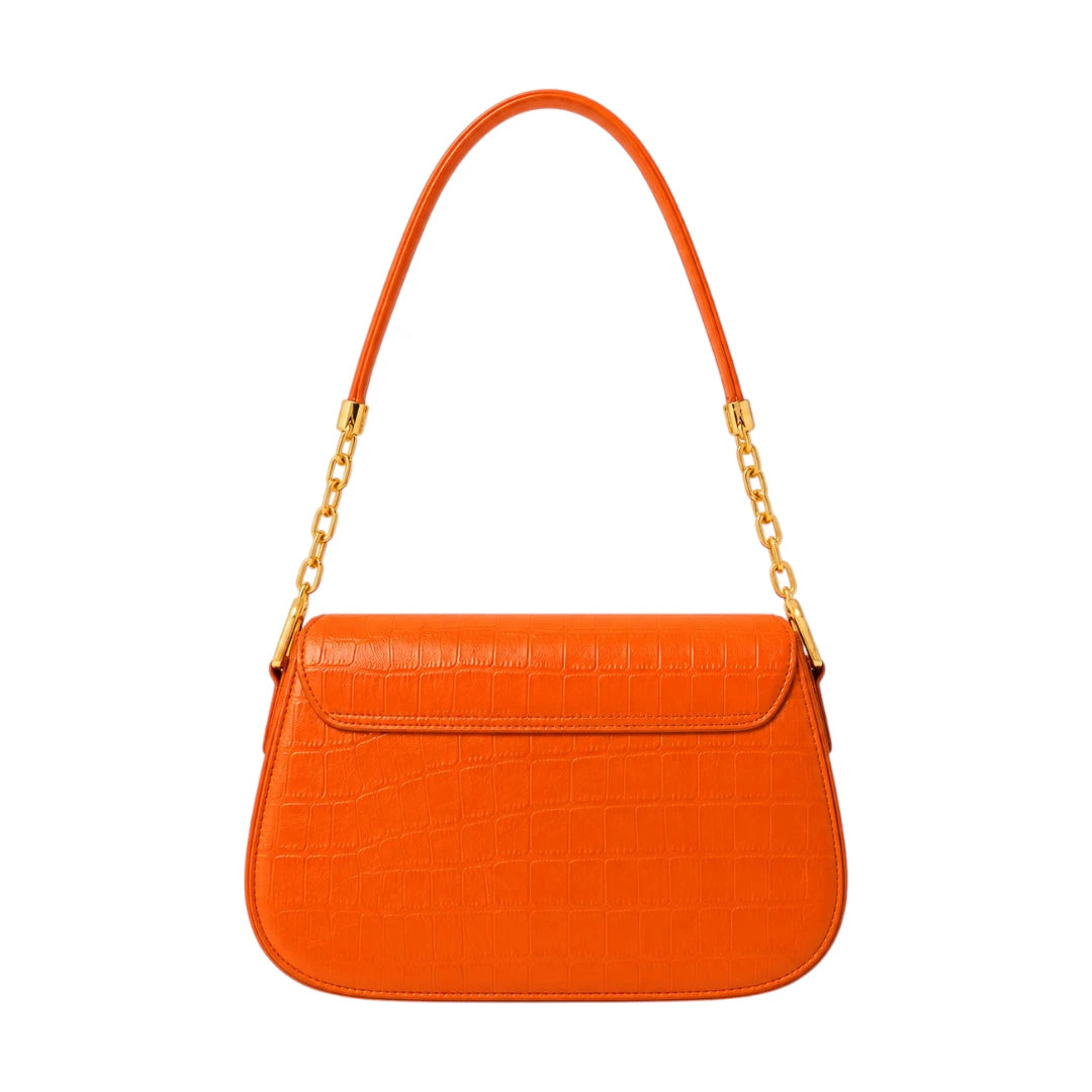 Vezora Orange Faux leather Elegance Women’s Shoulder Bag