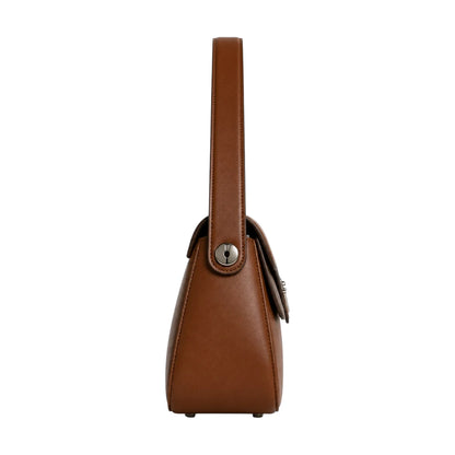 Vezora Brown Crest Structured Faux Leather Women’s Shoulder Bag