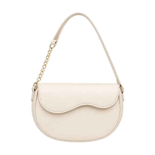 Vezora Ivory Gold Chain Faux Leather Women’s Shoulder Bag