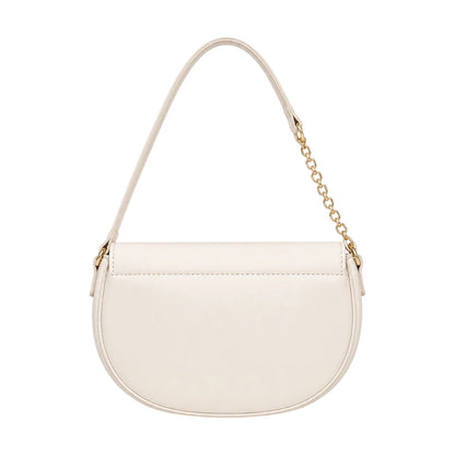 Vezora Ivory Gold Chain Faux Leather Women’s Shoulder Bag