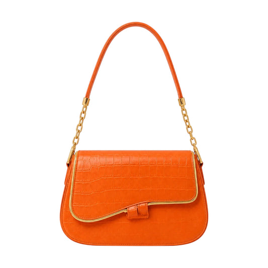 Vezora Orange Faux leather Elegance Women’s Shoulder Bag