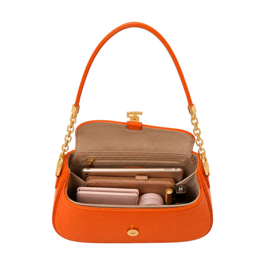 Vezora Orange Faux leather Elegance Women’s Shoulder Bag