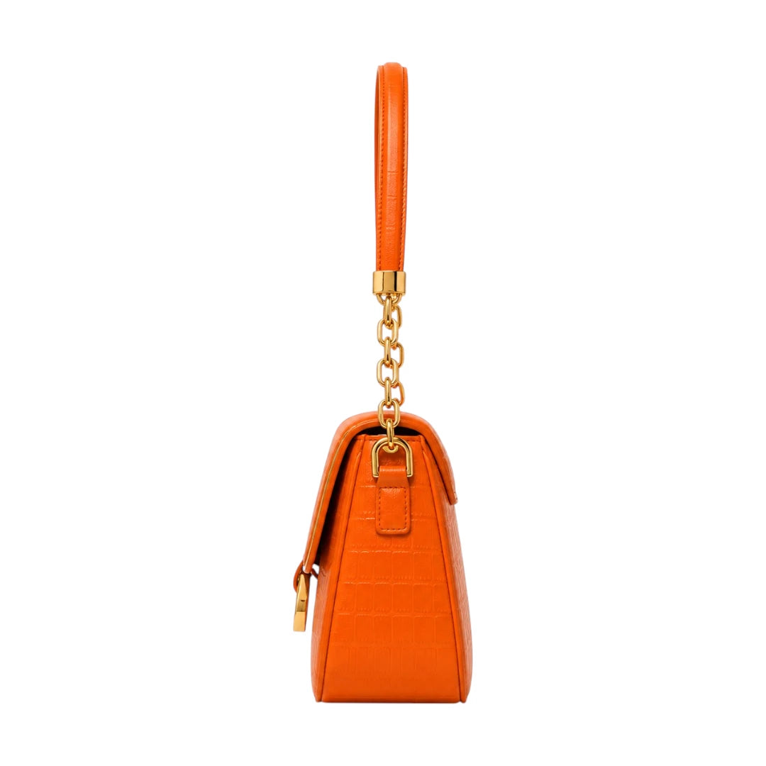 Vezora Orange Faux leather Elegance Women’s Shoulder Bag